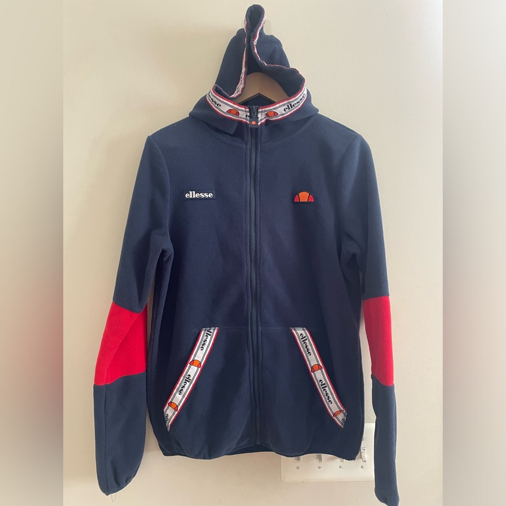 Ellesse Vintage Fleece Hooded Full ZIP Sweater- Small- EUC